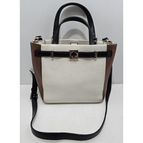 Kate Spade Houston Street Leo Pebble Leather Satchel Bag Color Block - Picture 1 of 13